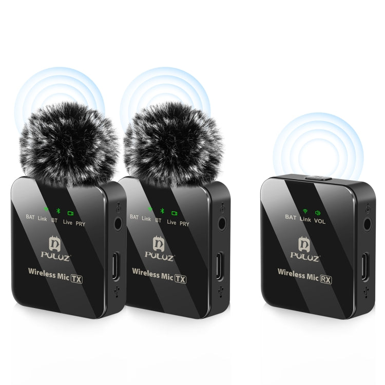 Microfono lavalier wireless PULUZ 2 TX + 1 RX, 2 TX + 1 RX Microfono lavalier wireless PULUZ 2 TX + 1 RX, 2 TX + 1 RX
